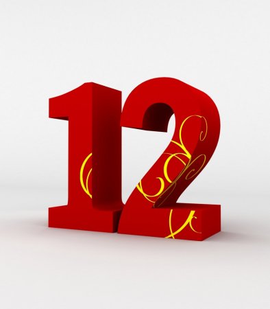 Цифра 12 розовая