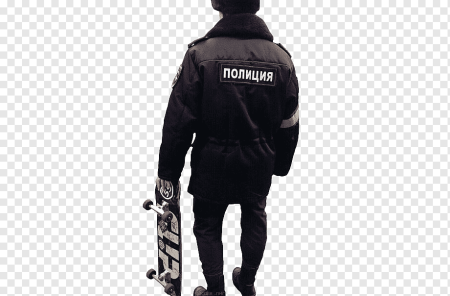 Полицейский стоит спиной