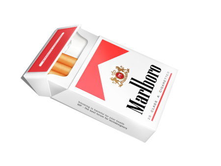 Пачка сигарет на белом фоне