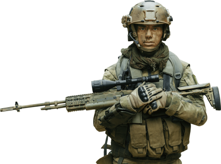 Российский солдат на белом фоне