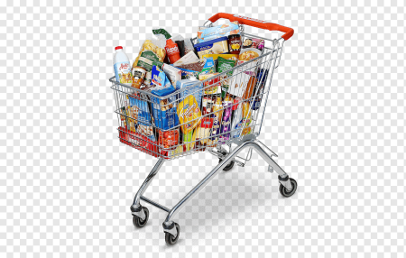 Продуктовая тележка на белом фоне