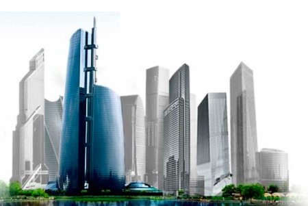 Москва Сити на белом фоне