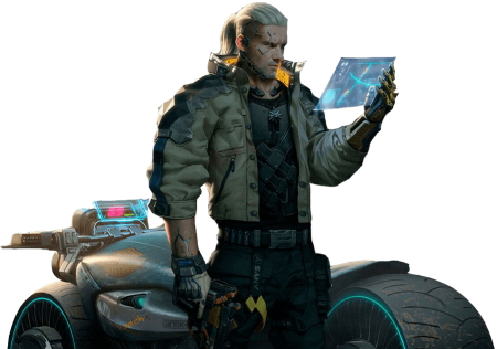 Cyberpunk 2077 скутер персонаж