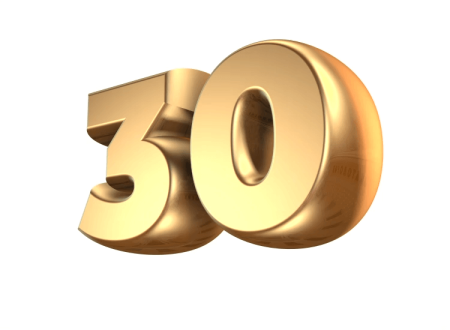 Цифра 30 золото