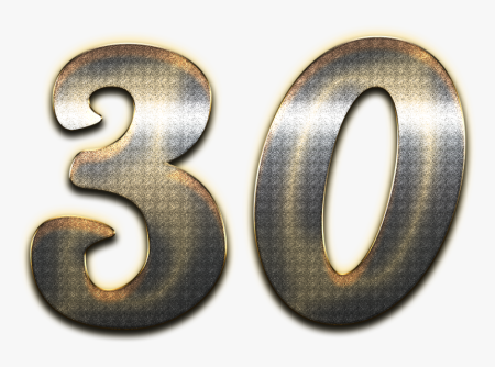 Цифра 30 на прозрачном фоне