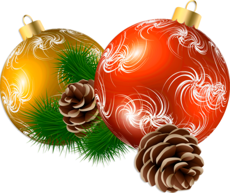 Новогодние шары на прозрачном фоне