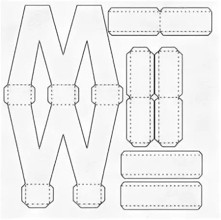 Развертка объемной буквы м