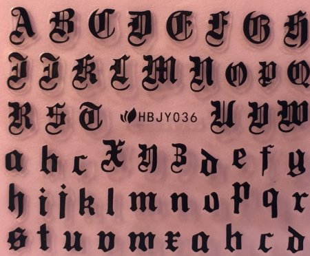 Готический шрифт на ногтях