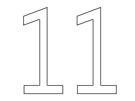Цифра 11 трафарет