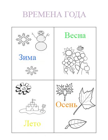 Времена года на английском для детей задания
