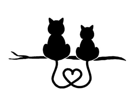 Кошка с котенком силуэт