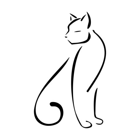 Тату очертание кошки