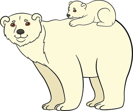 Мультяшный маленький белый медведь