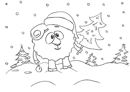 Раскраски Смешарики новый год