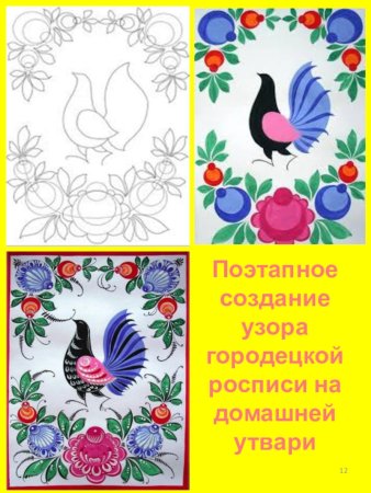 Городецкая роспись пошагово