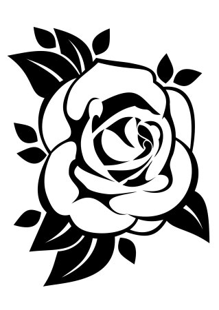 Роза контурный рисунок