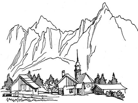 Горы раскраска