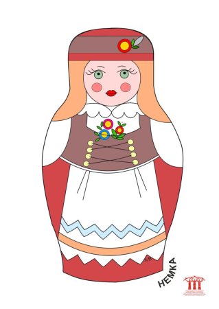Чувашская Матрешка раскраска шаблон