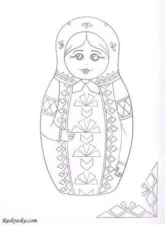 Татарская Матрешка раскраска