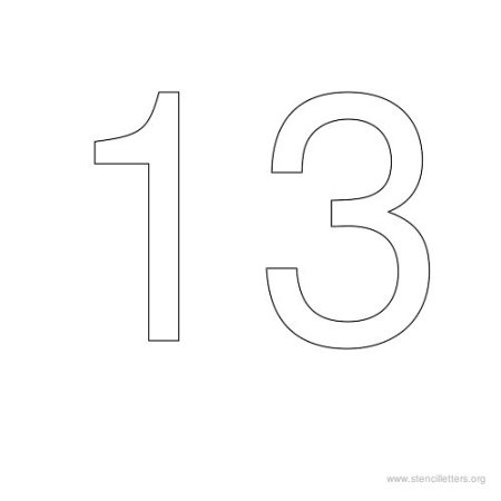 Цифра 13 трафарет