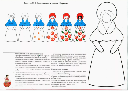 Дымковская Барыня раскраска
