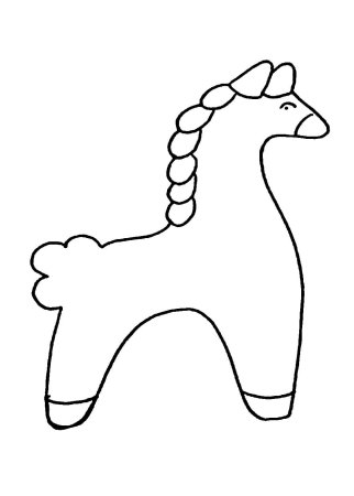 Раскраска конь Дымковская для детей 6-7 лет