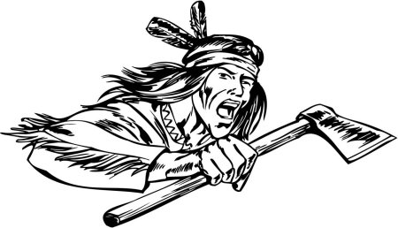 Трафарет индейца с трубкой