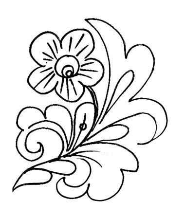 Цветок Хохлома трафарет