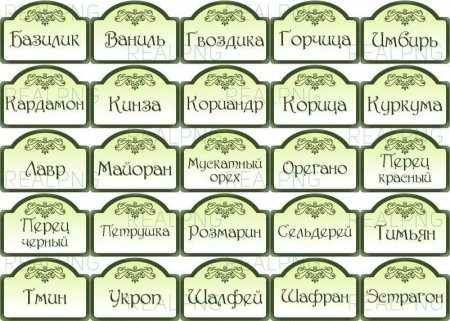 Черные наклейки на банки со специями