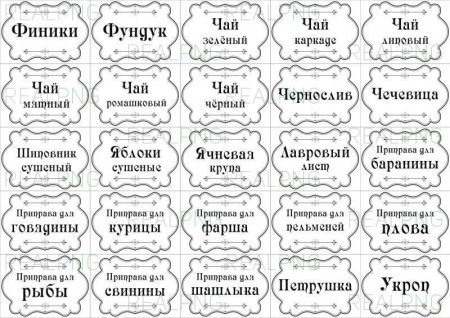 Монохромные этикетки для специй