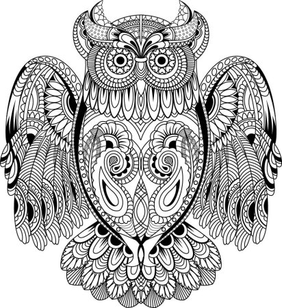 Сова Филин Зентангл Мандала антистресс