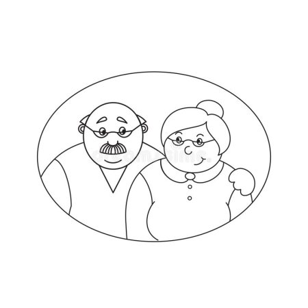 Раскраска портрет бабушки и дедушки