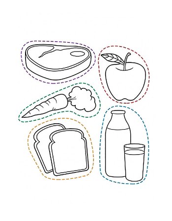 Раскраска полезные продукты для детей