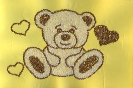 Мишка из гречки аппликация