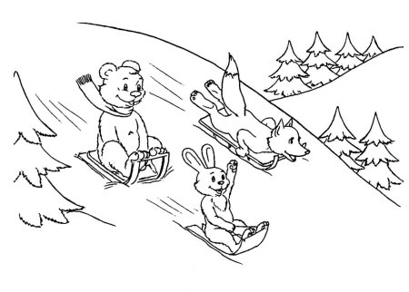 Зимний лес раскраска
