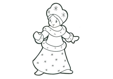 Трафарет Снегурочки для раскрашивания