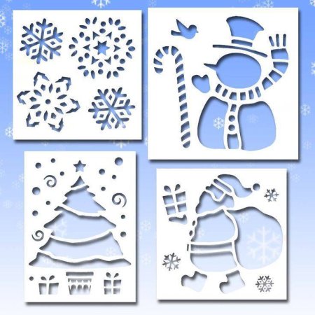 Трафареты новогодние для декоративного снега (50 фото)
