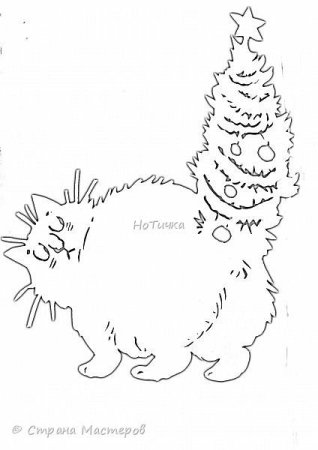 Вытынанки коты новогодние