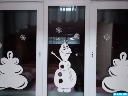 Снеговики на окнах на окна в детском саду
