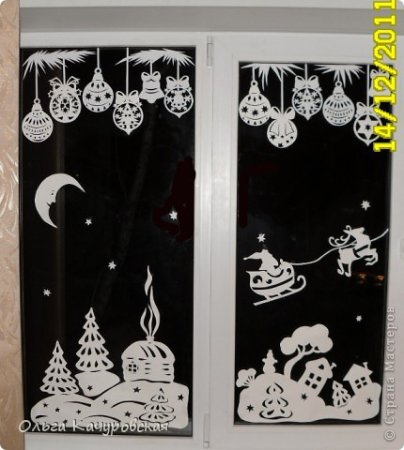 Трафареты штор на окна новогодние (48 фото)
