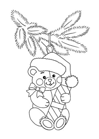 Новогодняя раскраска (мишка)