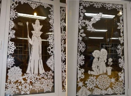 Трафареты новогодние снежной королевы на окно (50 фото)