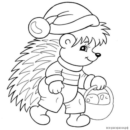 Новогодний Ежик раскраска