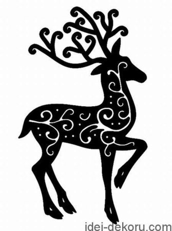 Новогодний олень трафарет
