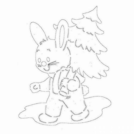 Заяц из бумаги на окно трафарет