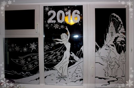 Трафареты новогодние на большие окна (47 фото)