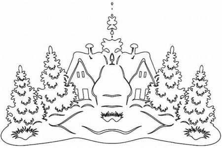 Трафареты на окна домики