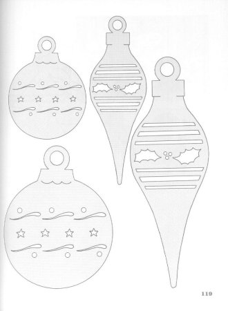 Трафареты елочных игрушек для выпиливания