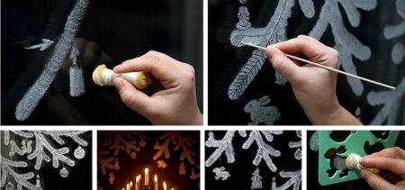 Украшение окон зубной пастой