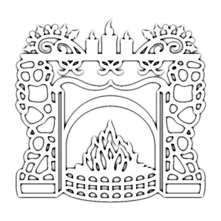 Трафарет на окно камин новогодний